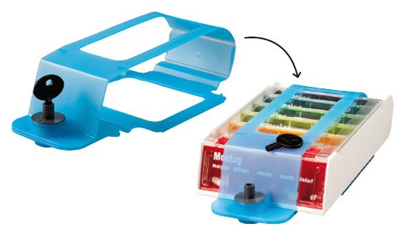 Sicherheitsbügel für WEPA 7 Tage Wochenmagazin Der Sicherheitsbügel schützt das 7 Tage Wochenmagazin speziell bei geistig verwirrten Patienten oder Kindern gegen unbeabsichtigte Medikamentenentnahme.