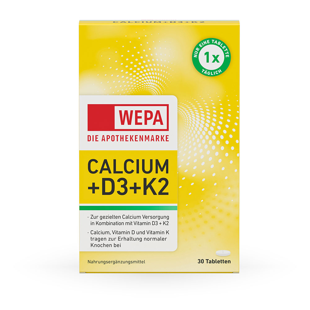 WEPA CALCIUM+D3+K2
30 TABLETTEN I PZN 17830361 WEPA CALCIUM+D3+K2 30 TABLETTEN I PZN 17830361